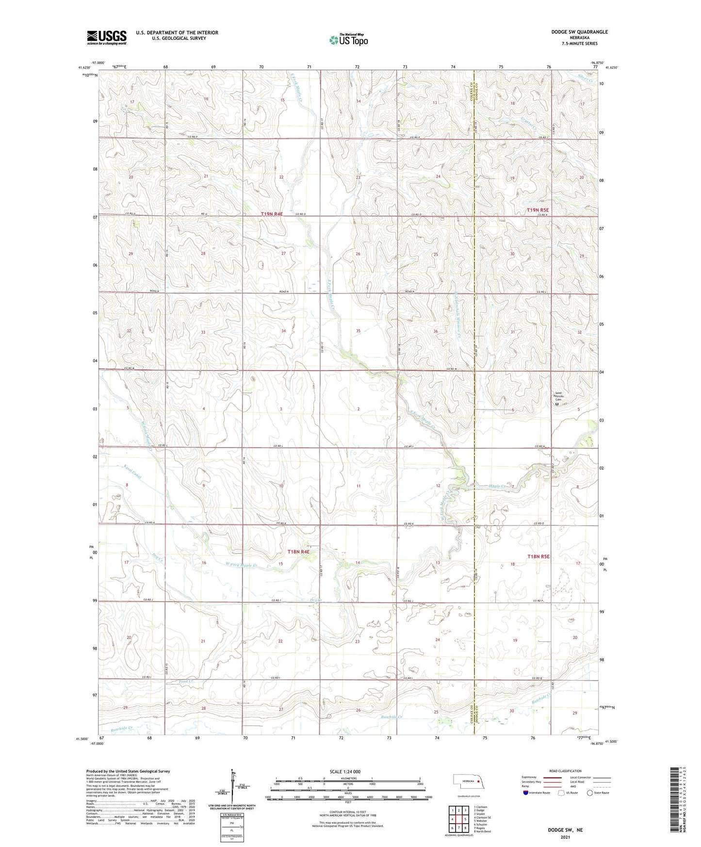 Dodge SW Nebraska US Topo Map Image