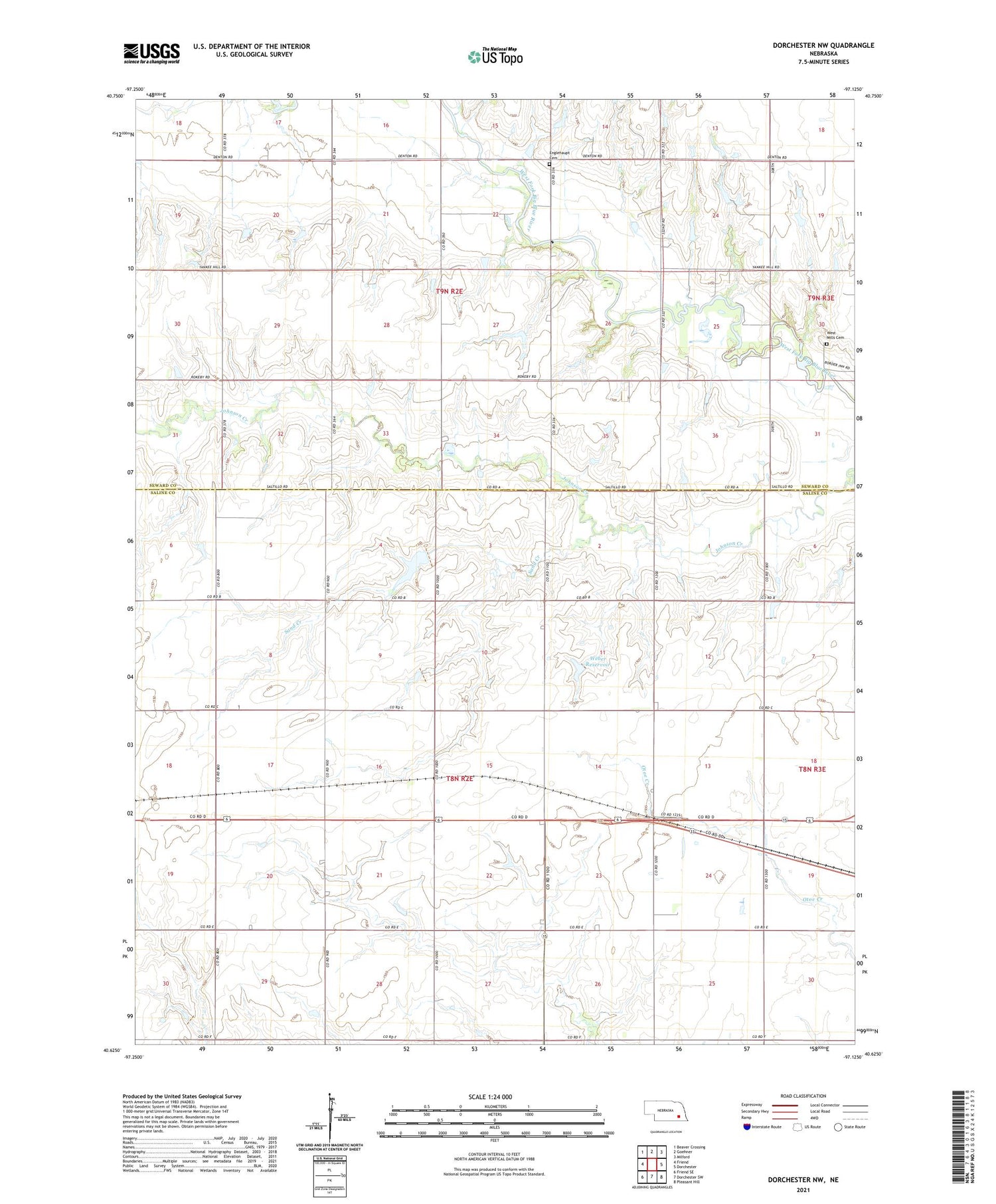 Dorchester NW Nebraska US Topo Map Image