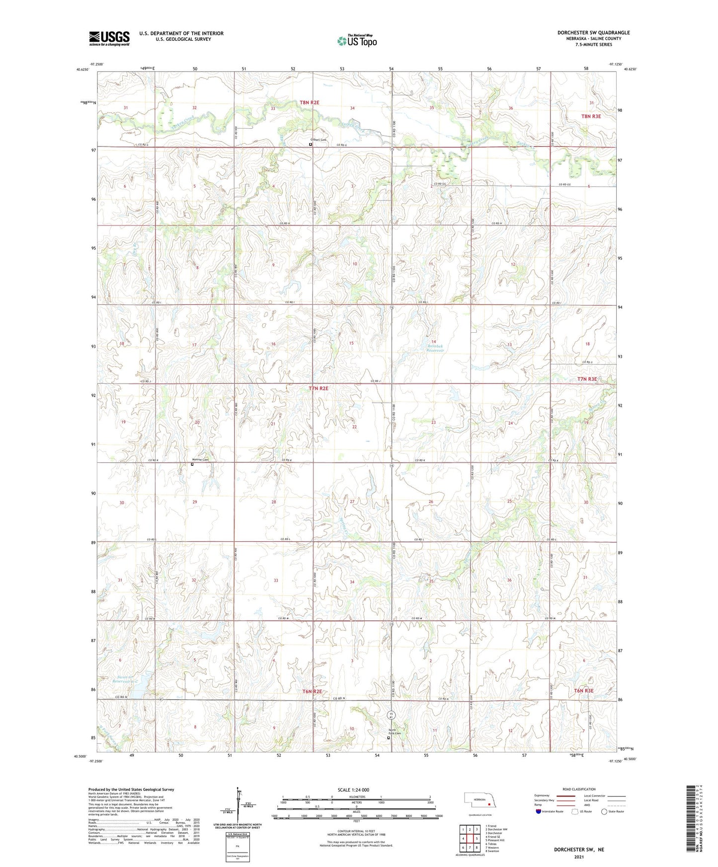 Dorchester SW Nebraska US Topo Map Image
