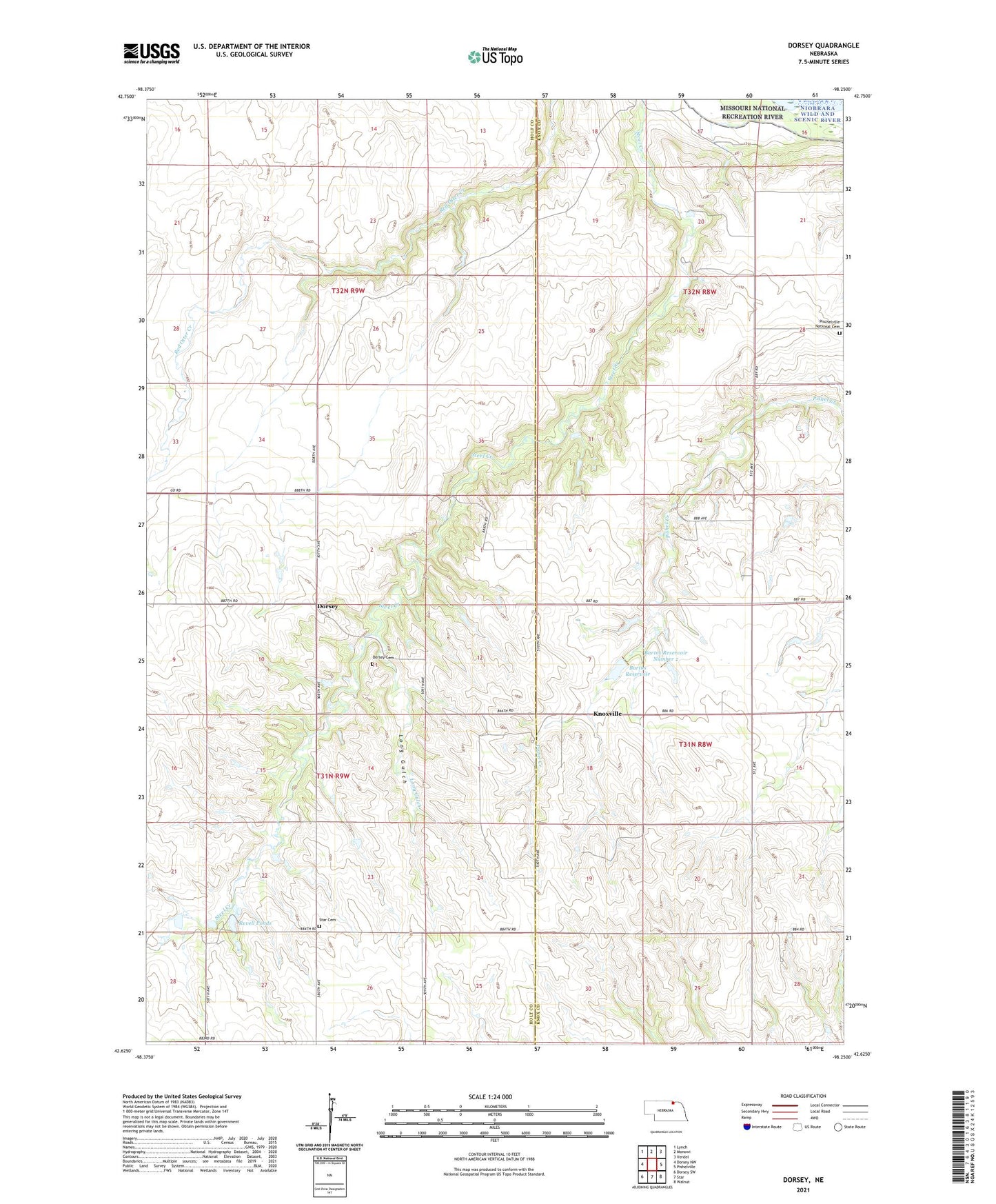 Dorsey Nebraska US Topo Map Image