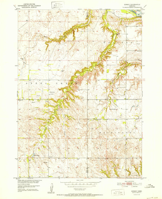 Classic USGS Dorsey Nebraska 7.5'x7.5' Topo Map Image