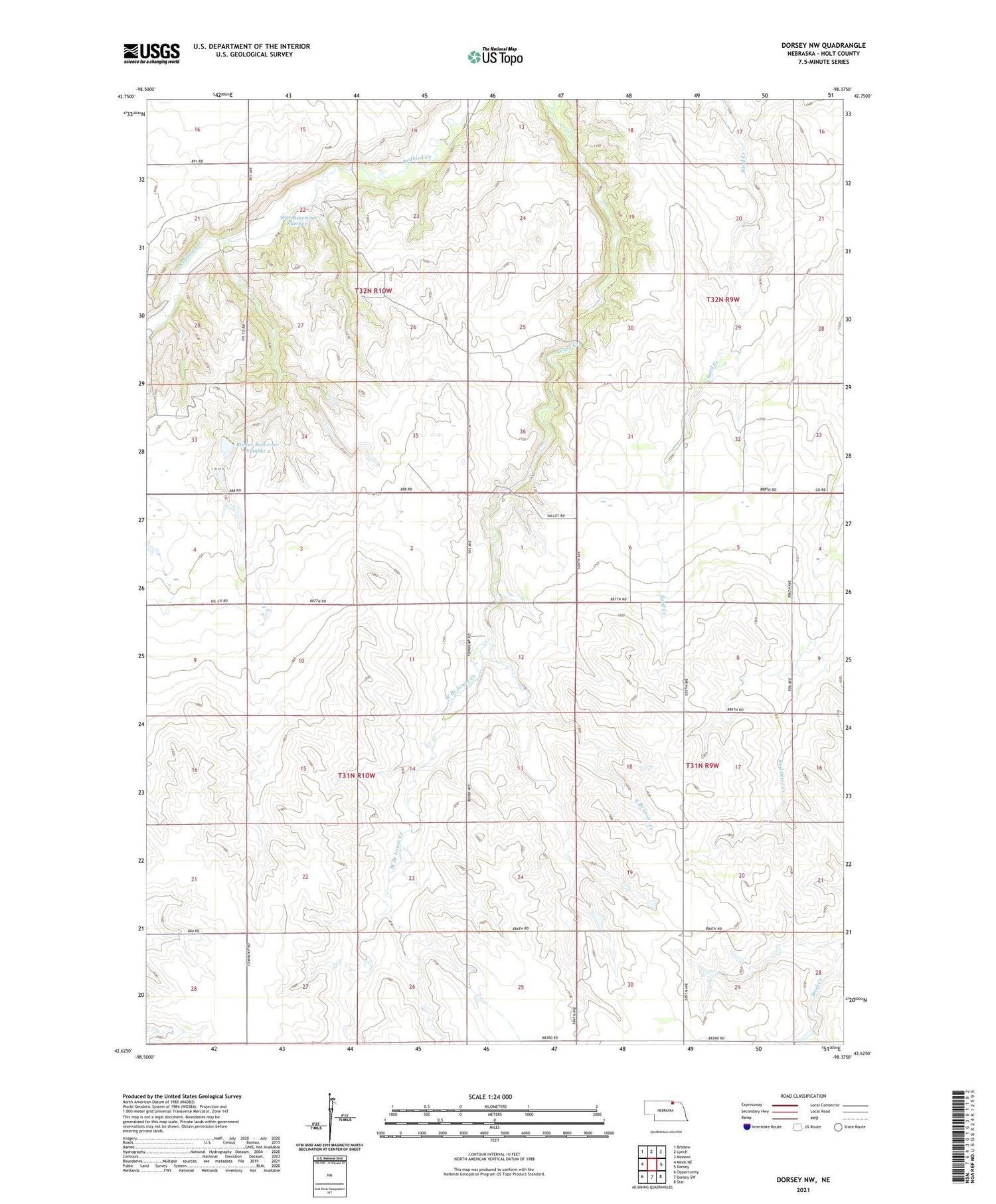 Dorsey NW Nebraska US Topo Map Image