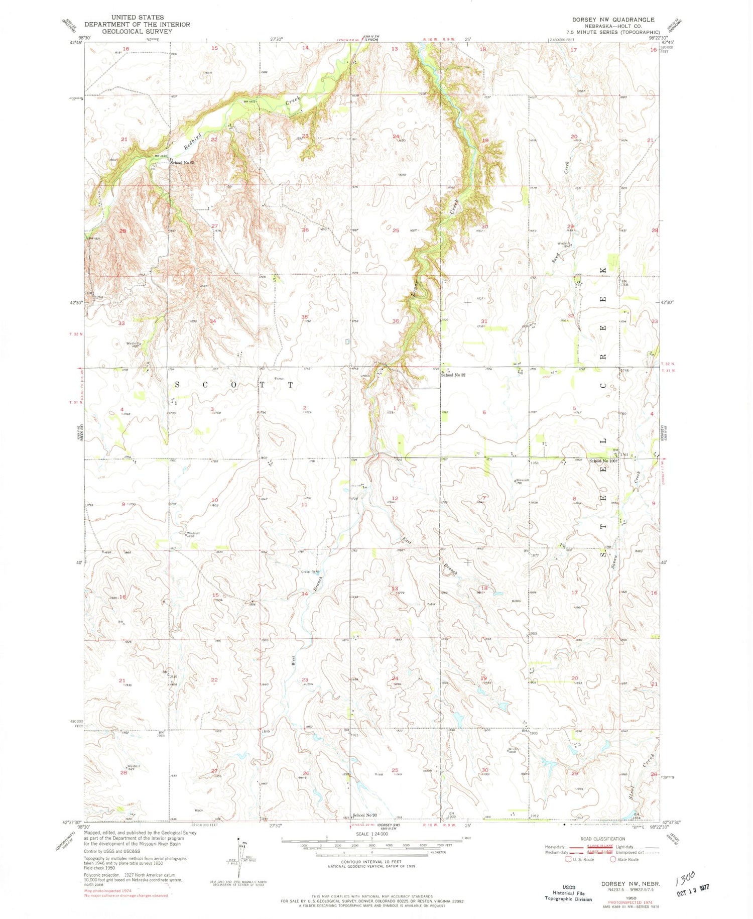 Classic USGS Dorsey NW Nebraska 7.5'x7.5' Topo Map Image