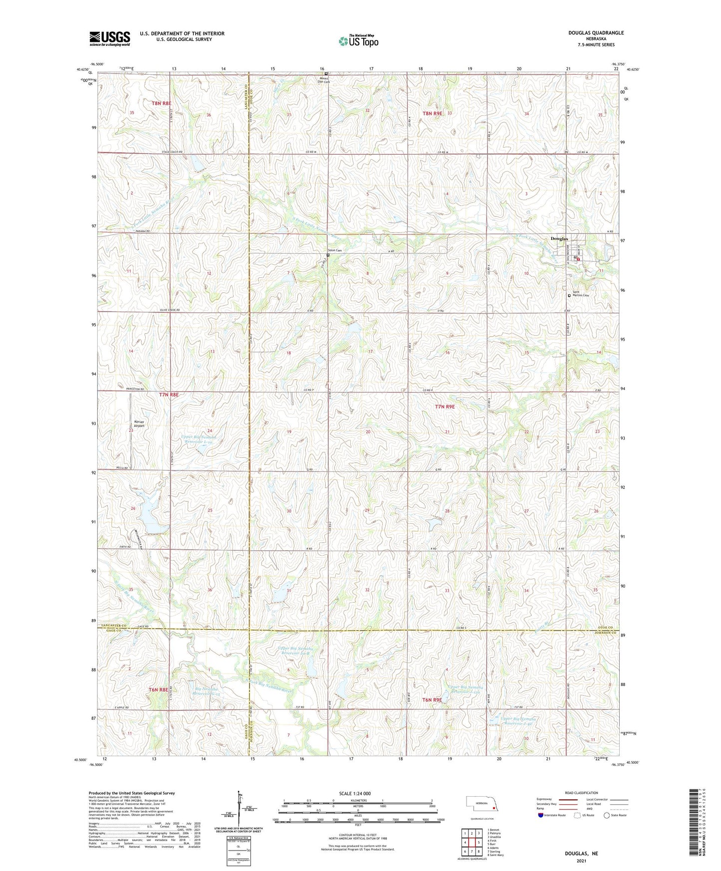 Douglas Nebraska US Topo Map Image