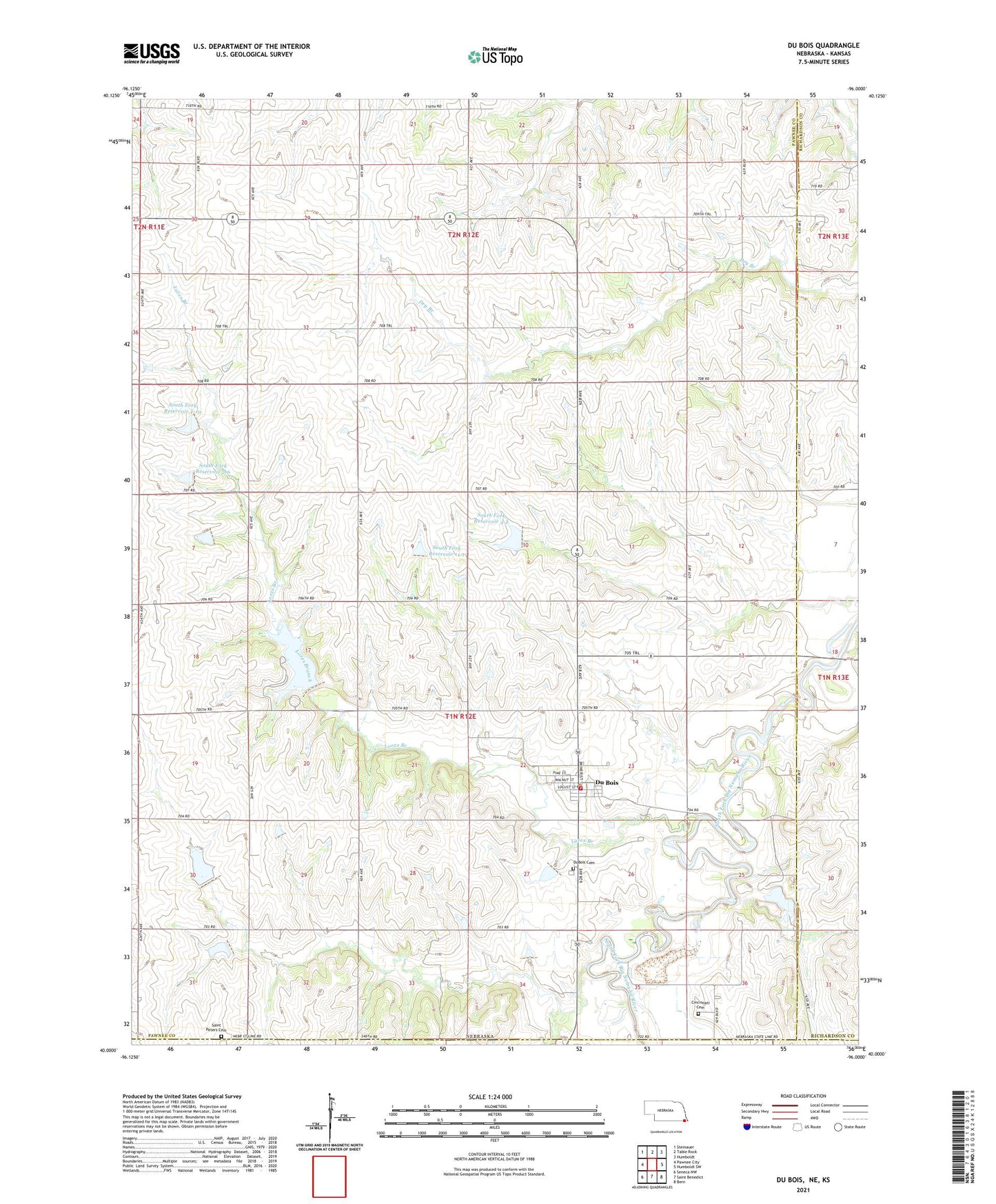Du Bois Nebraska US Topo Map Image
