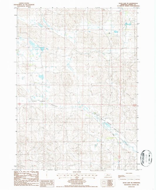 Classic USGS Duck Lake NE Nebraska 7.5'x7.5' Topo Map Image