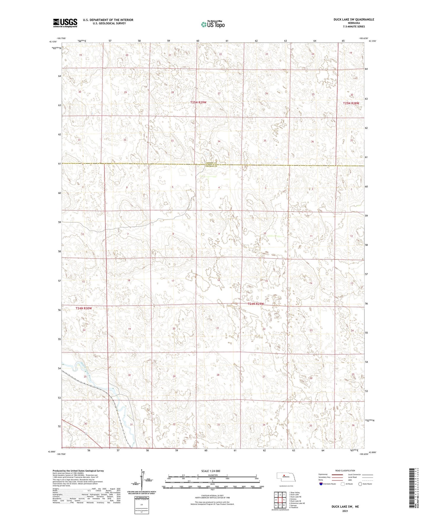 Duck Lake SW Nebraska US Topo Map Image