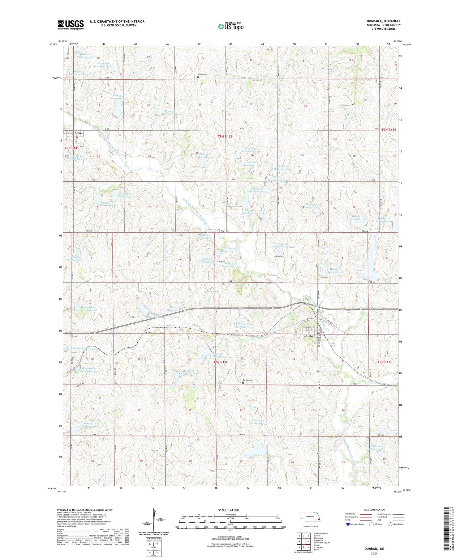 Dunbar Nebraska US Topo Map Image