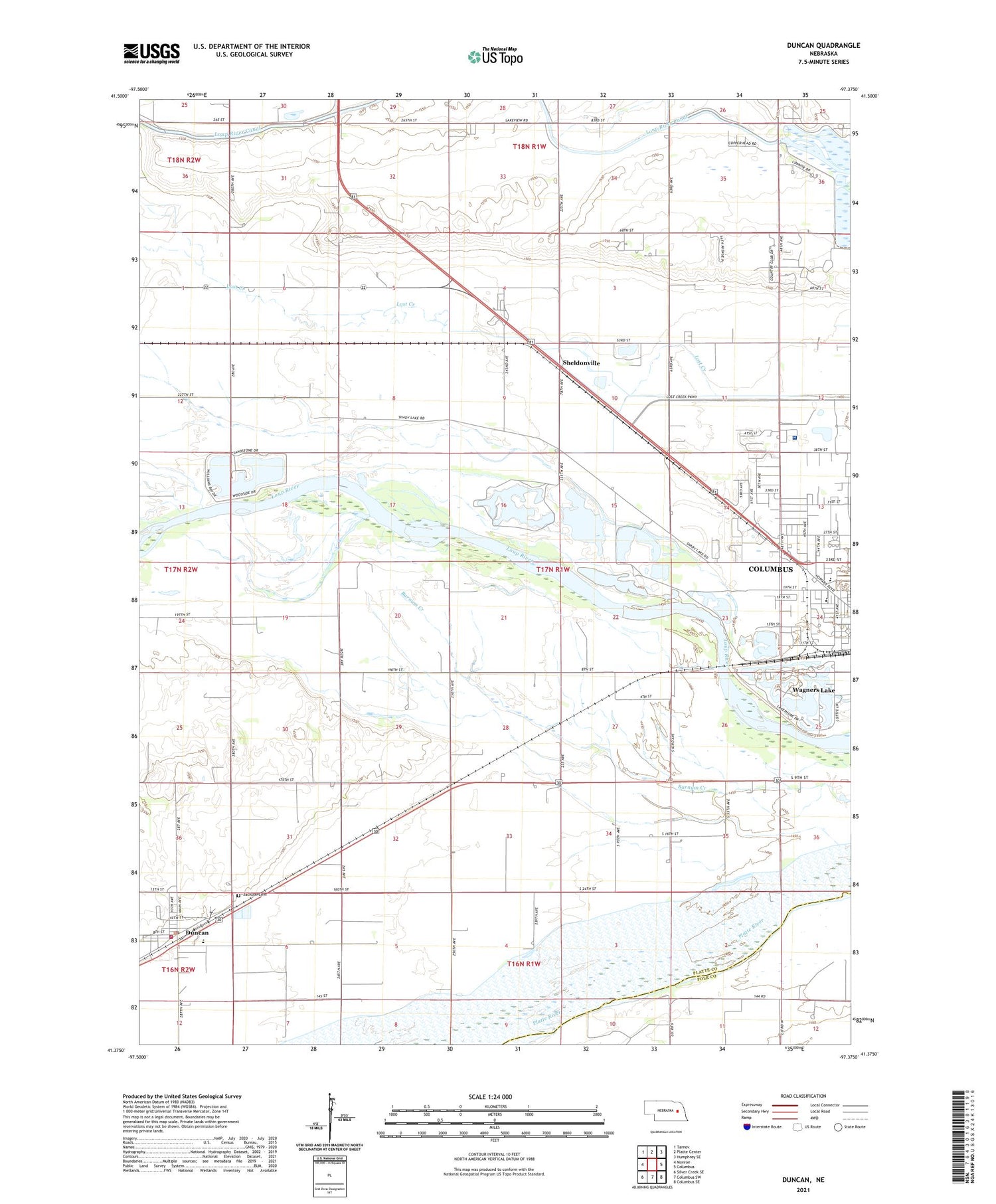 Duncan Nebraska US Topo Map Image
