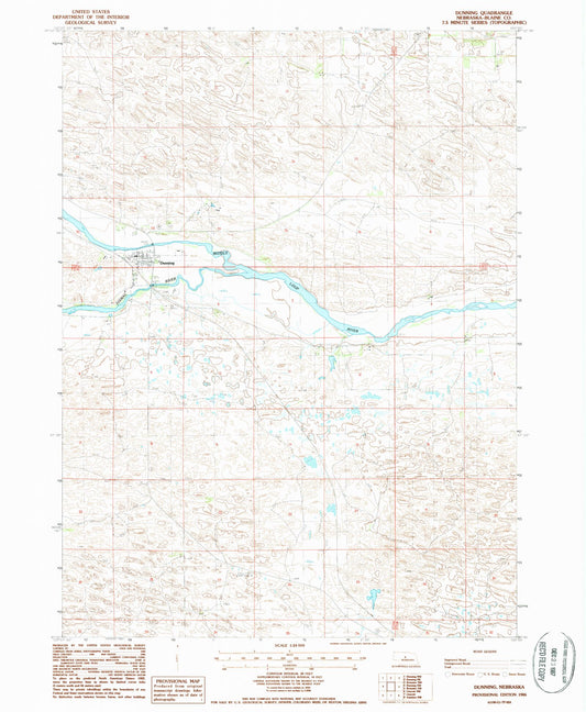 Classic USGS Dunning Nebraska 7.5'x7.5' Topo Map Image