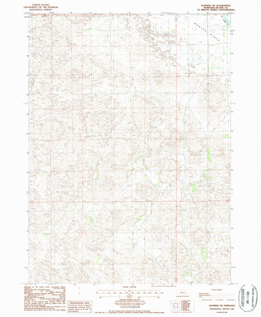 Classic USGS Dunning NE Nebraska 7.5'x7.5' Topo Map Image