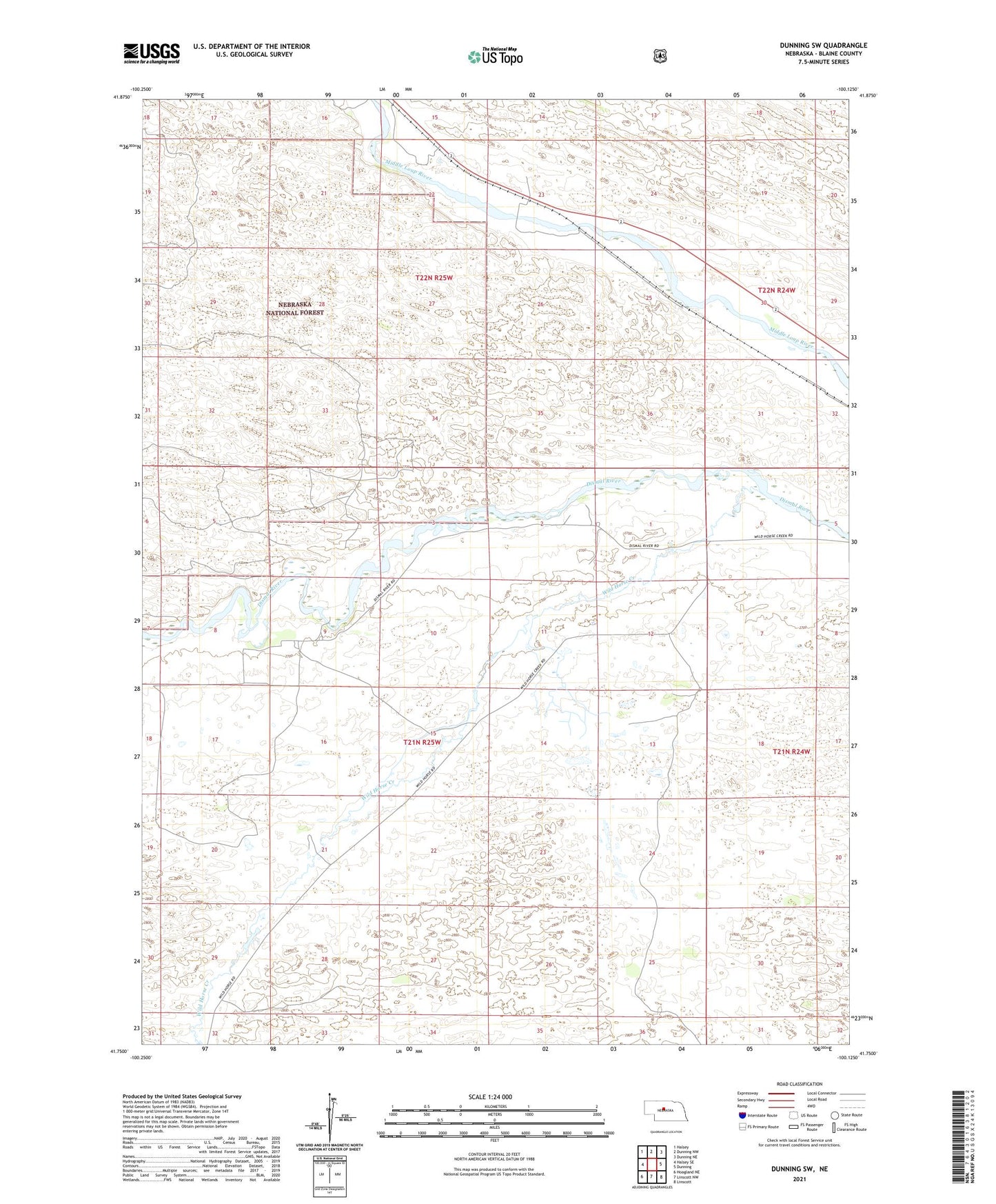 Dunning SW Nebraska US Topo Map Image