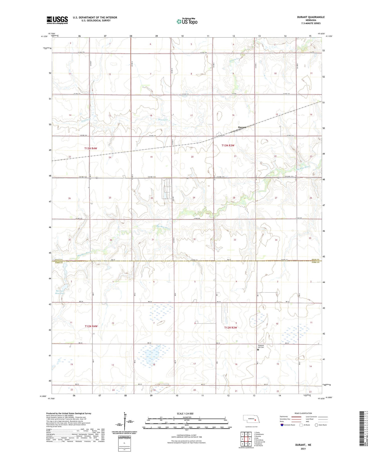 Durant Nebraska US Topo Map Image