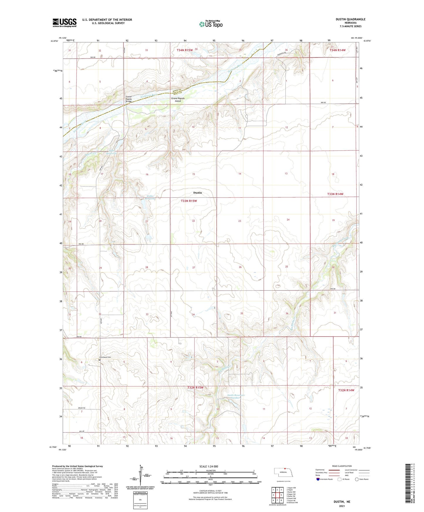 Dustin Nebraska US Topo Map Image