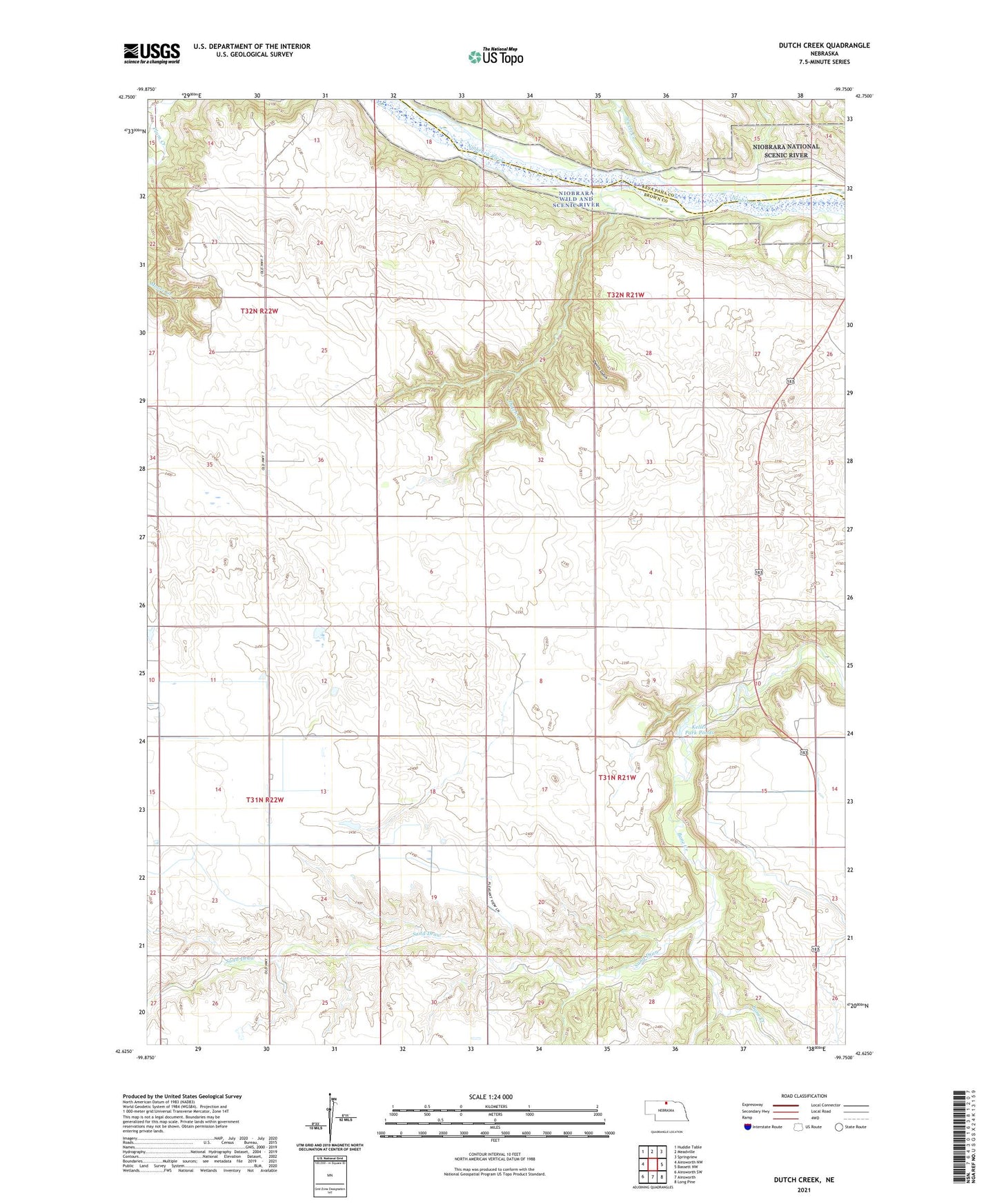 Dutch Creek Nebraska US Topo Map Image