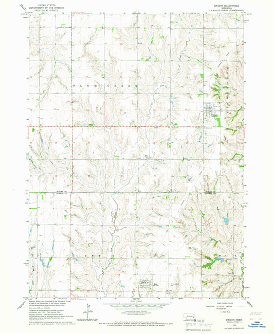 Classic USGS Dwight Nebraska 7.5'x7.5' Topo Map Image
