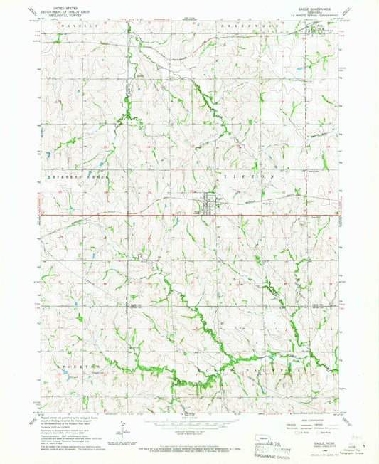 Classic USGS Eagle Nebraska 7.5'x7.5' Topo Map Image