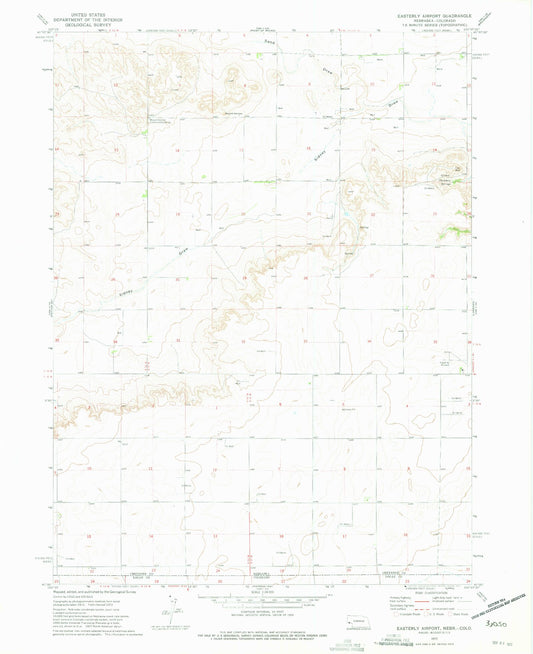 Classic USGS Easterly Airport Nebraska 7.5'x7.5' Topo Map Image