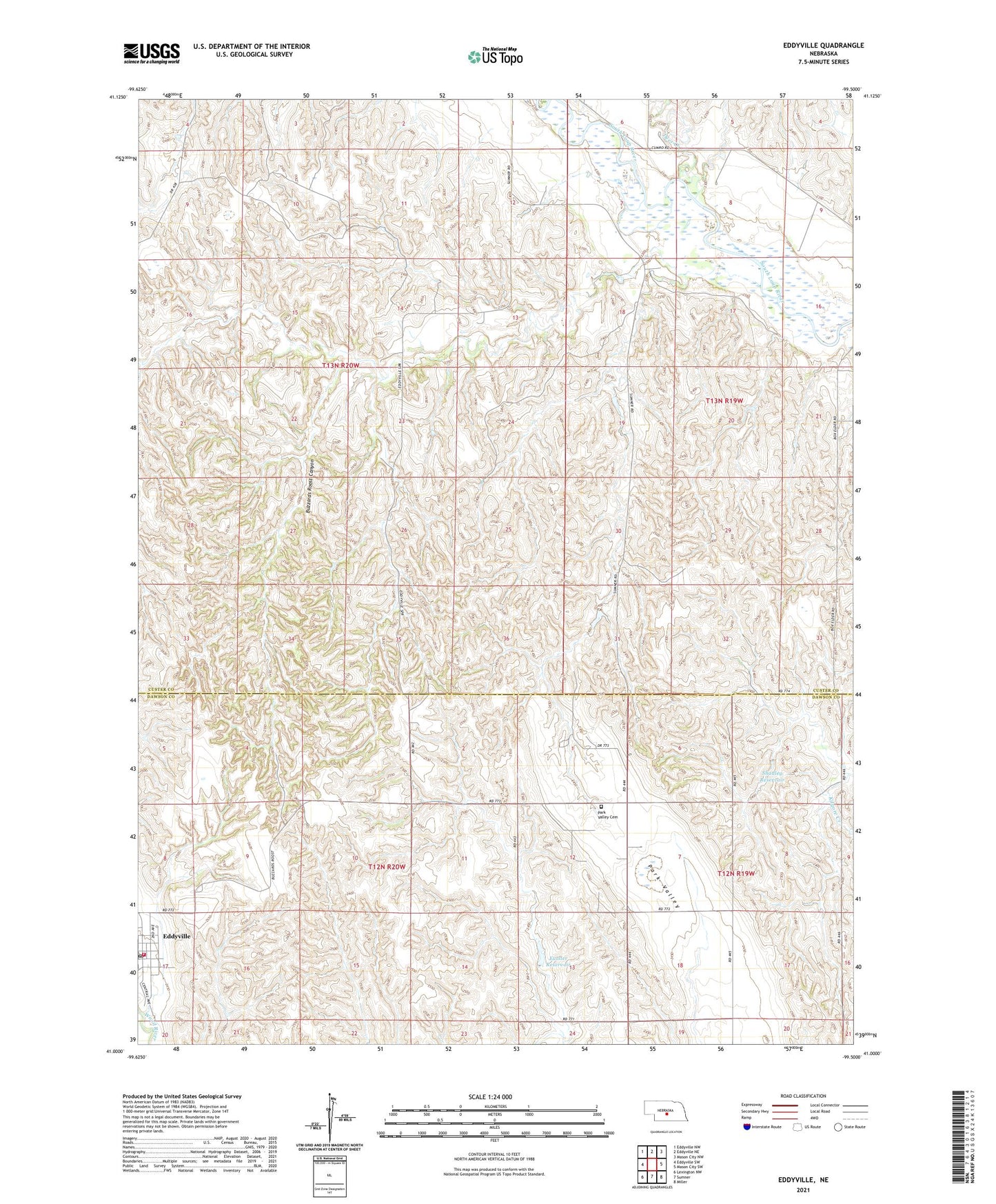 Eddyville Nebraska US Topo Map Image