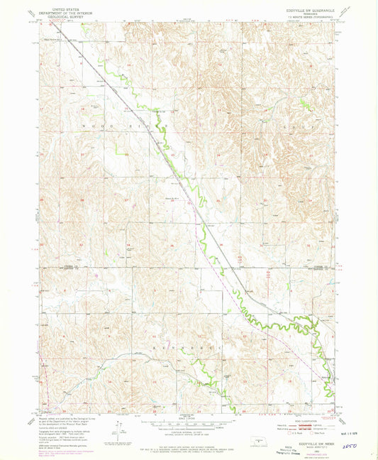 Classic USGS Eddyville SW Nebraska 7.5'x7.5' Topo Map Image