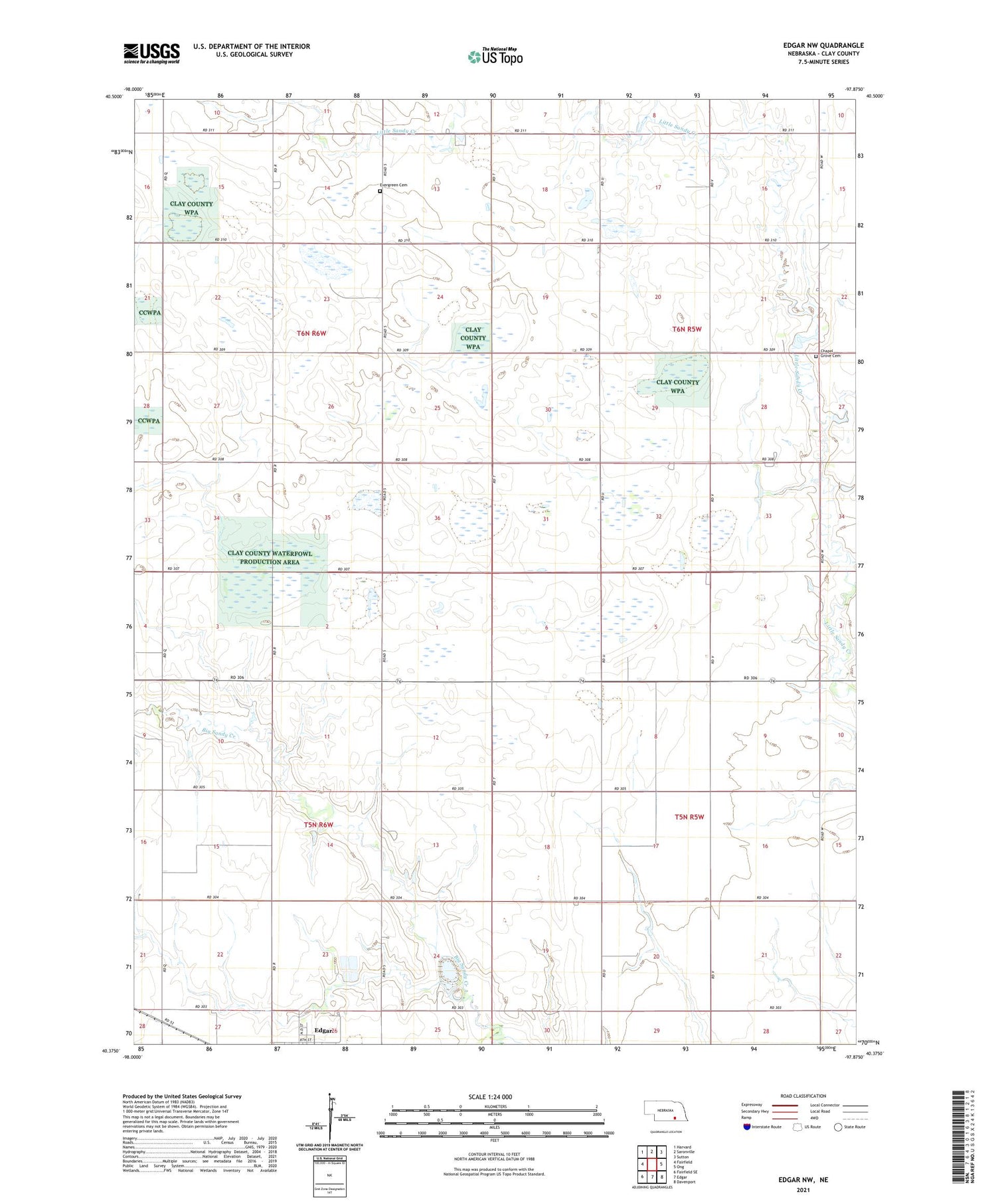 Edgar NW Nebraska US Topo Map Image
