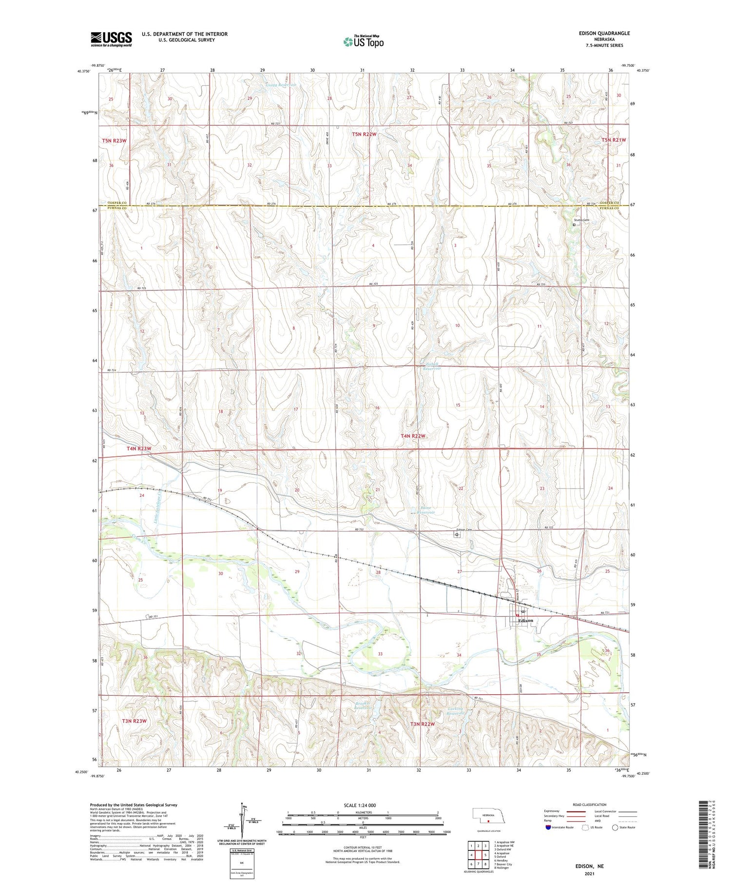Edison Nebraska US Topo Map Image