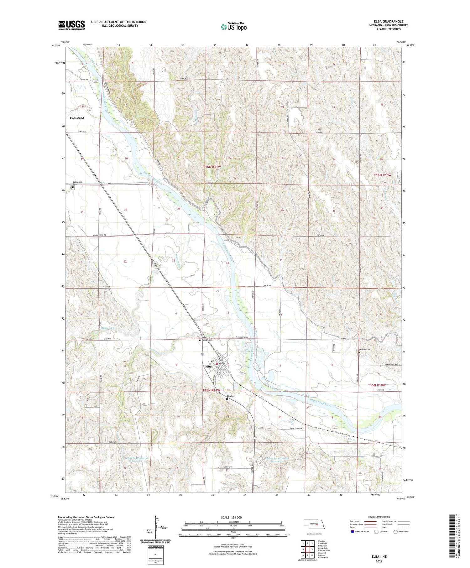 Elba Nebraska US Topo Map Image