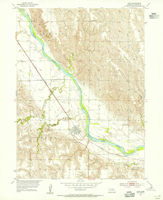 Classic USGS Elba Nebraska 7.5'x7.5' Topo Map Image
