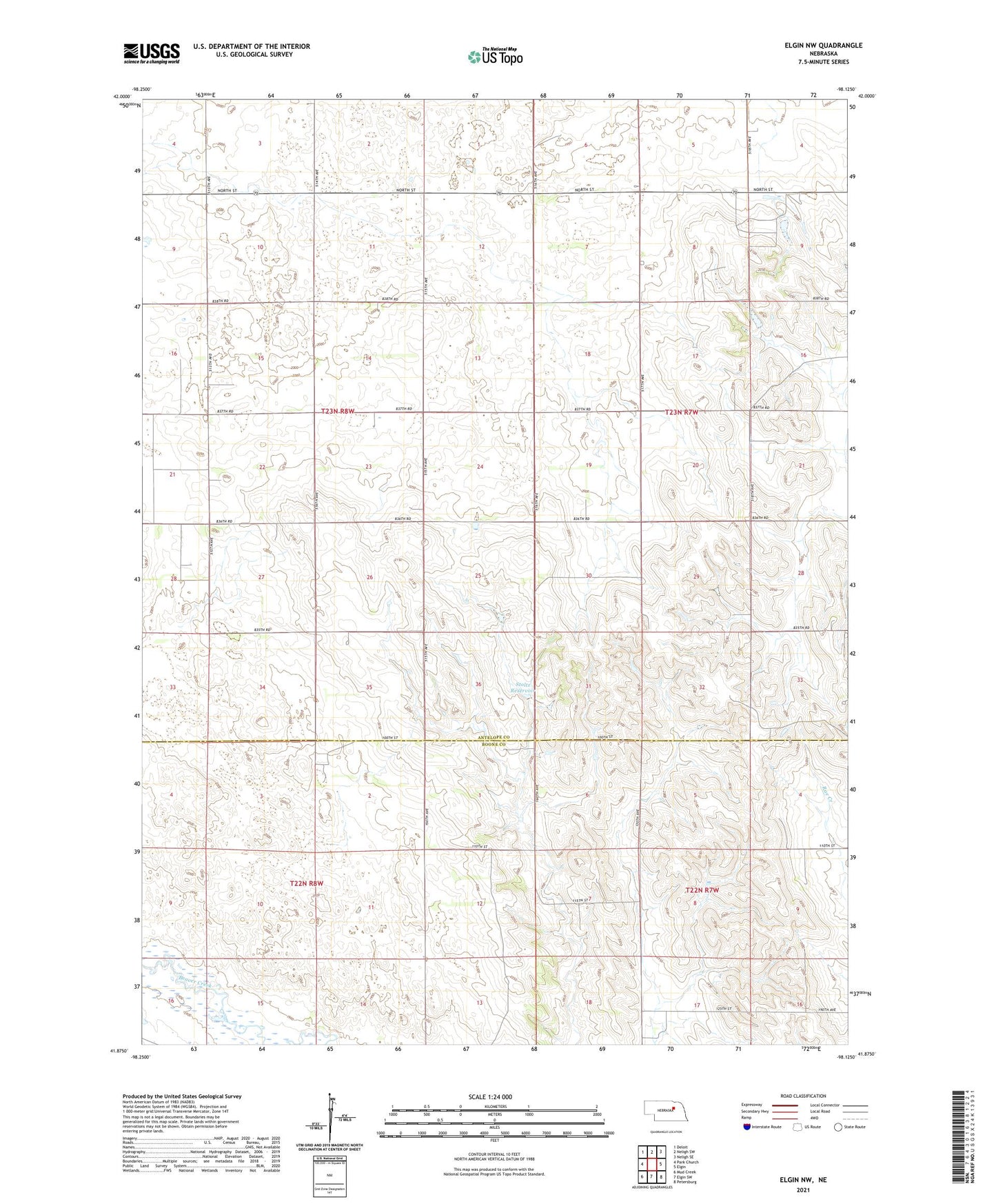 Elgin NW Nebraska US Topo Map Image