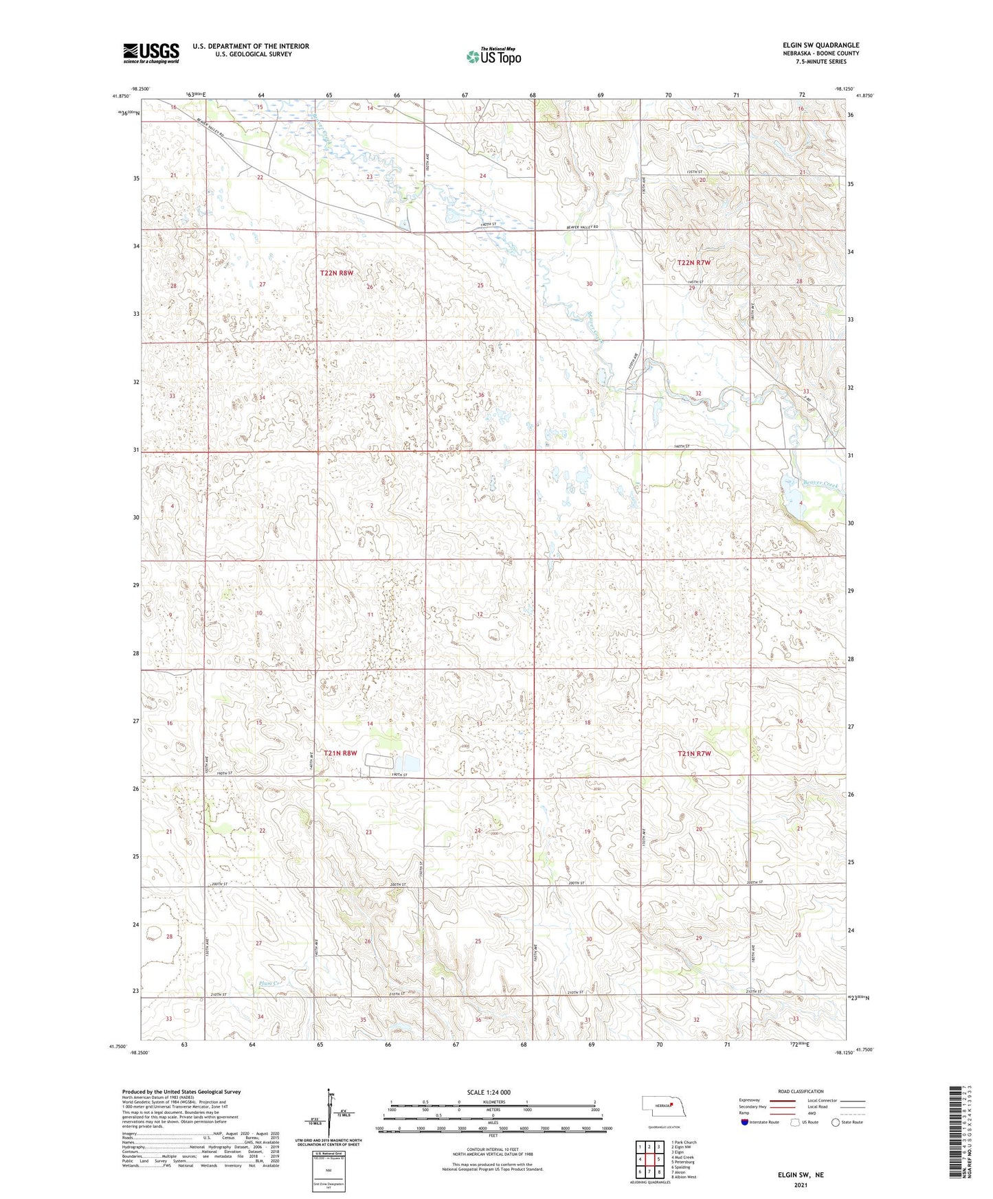 Elgin SW Nebraska US Topo Map Image