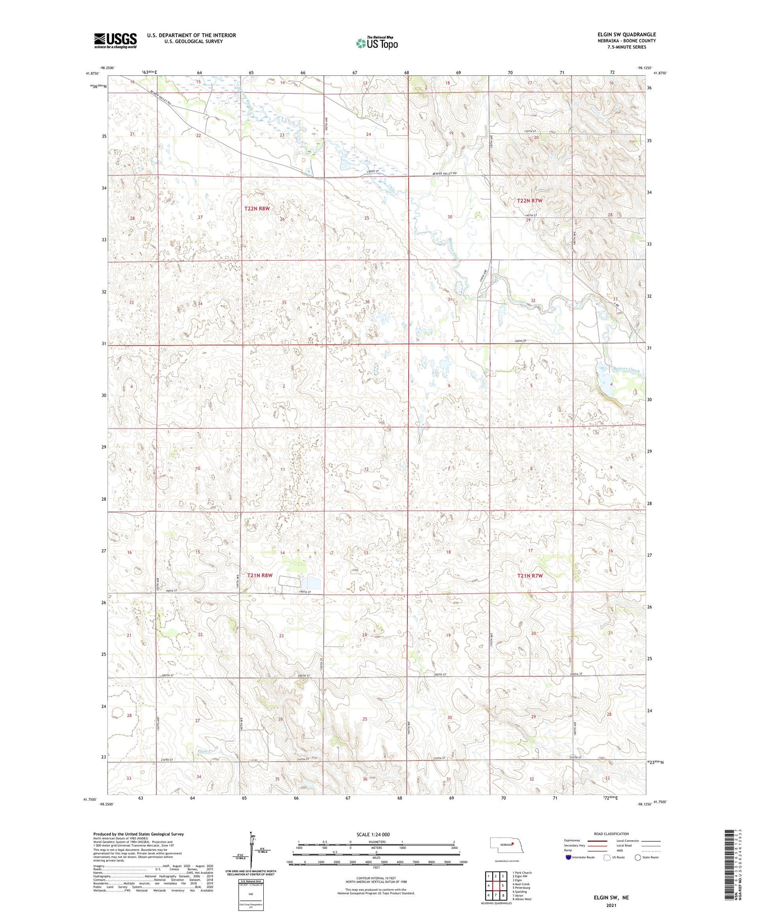 Elgin SW Nebraska US Topo Map Image