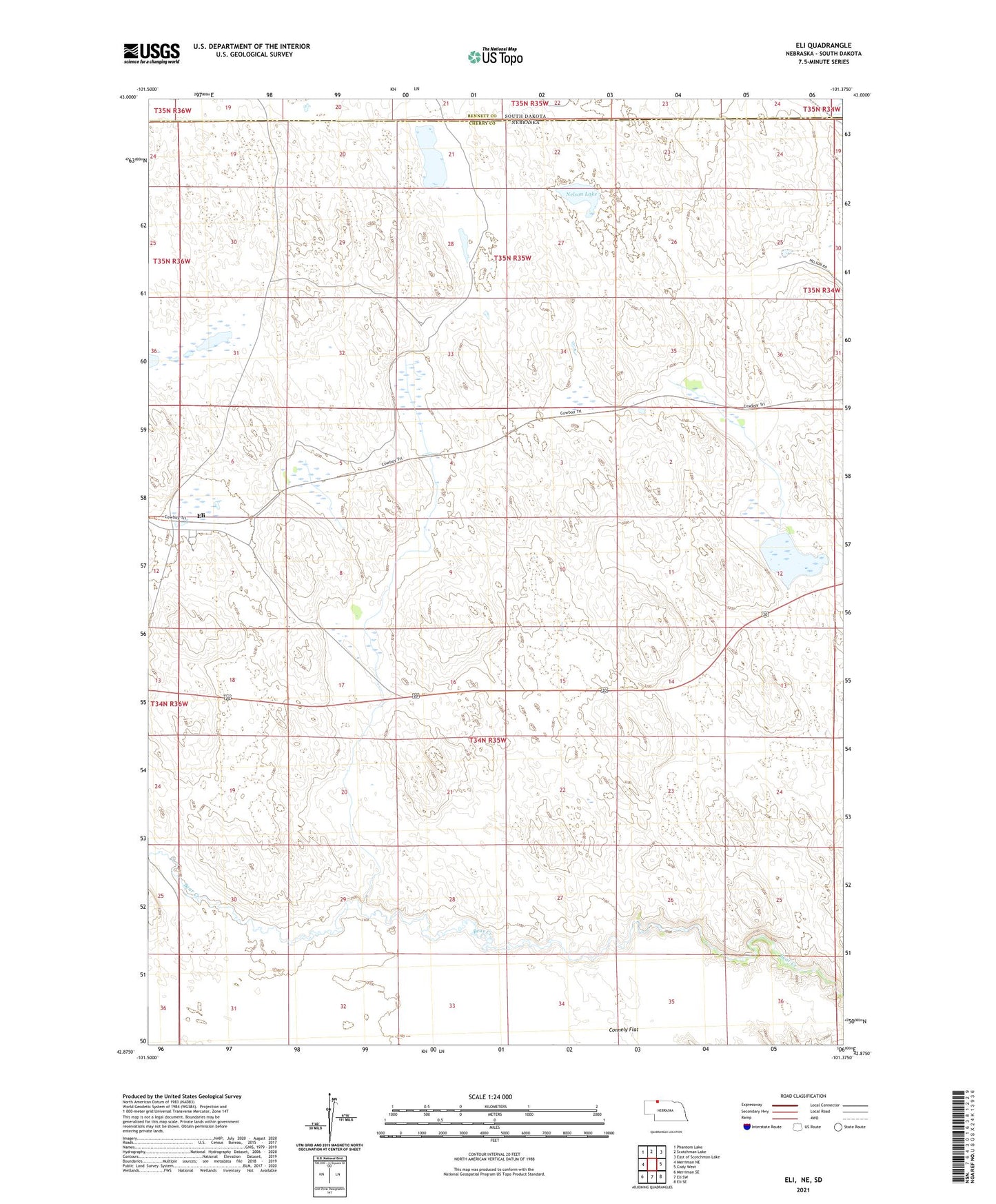 Eli Nebraska US Topo Map Image