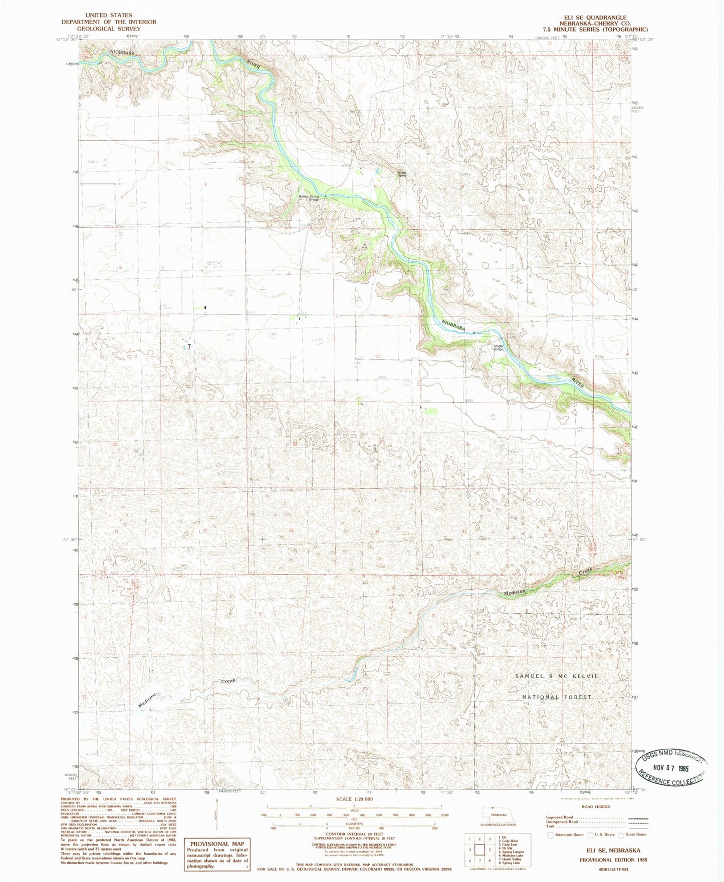Classic USGS Eli SE Nebraska 7.5'x7.5' Topo Map Image