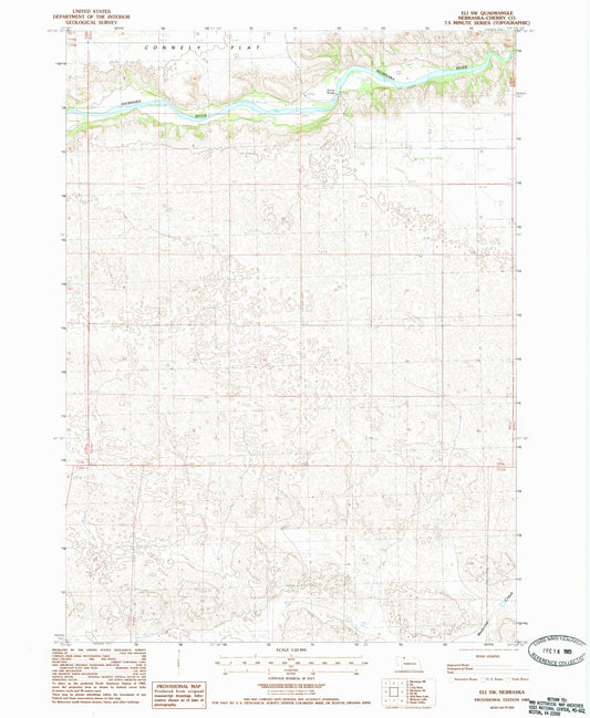 Classic USGS Eli SW Nebraska 7.5'x7.5' Topo Map Image