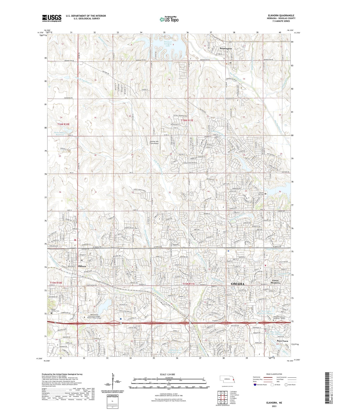 Elkhorn Nebraska US Topo Map Image