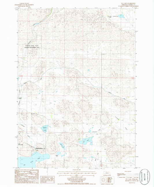 Classic USGS Ell Lake Nebraska 7.5'x7.5' Topo Map Image