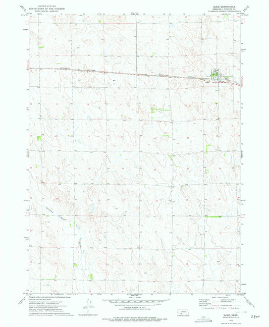 Classic USGS Elsie Nebraska 7.5'x7.5' Topo Map Image
