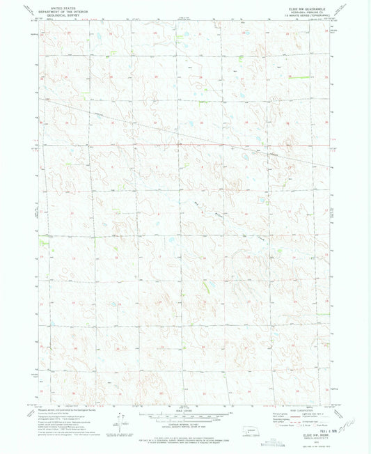 Classic USGS Elsie NW Nebraska 7.5'x7.5' Topo Map Image