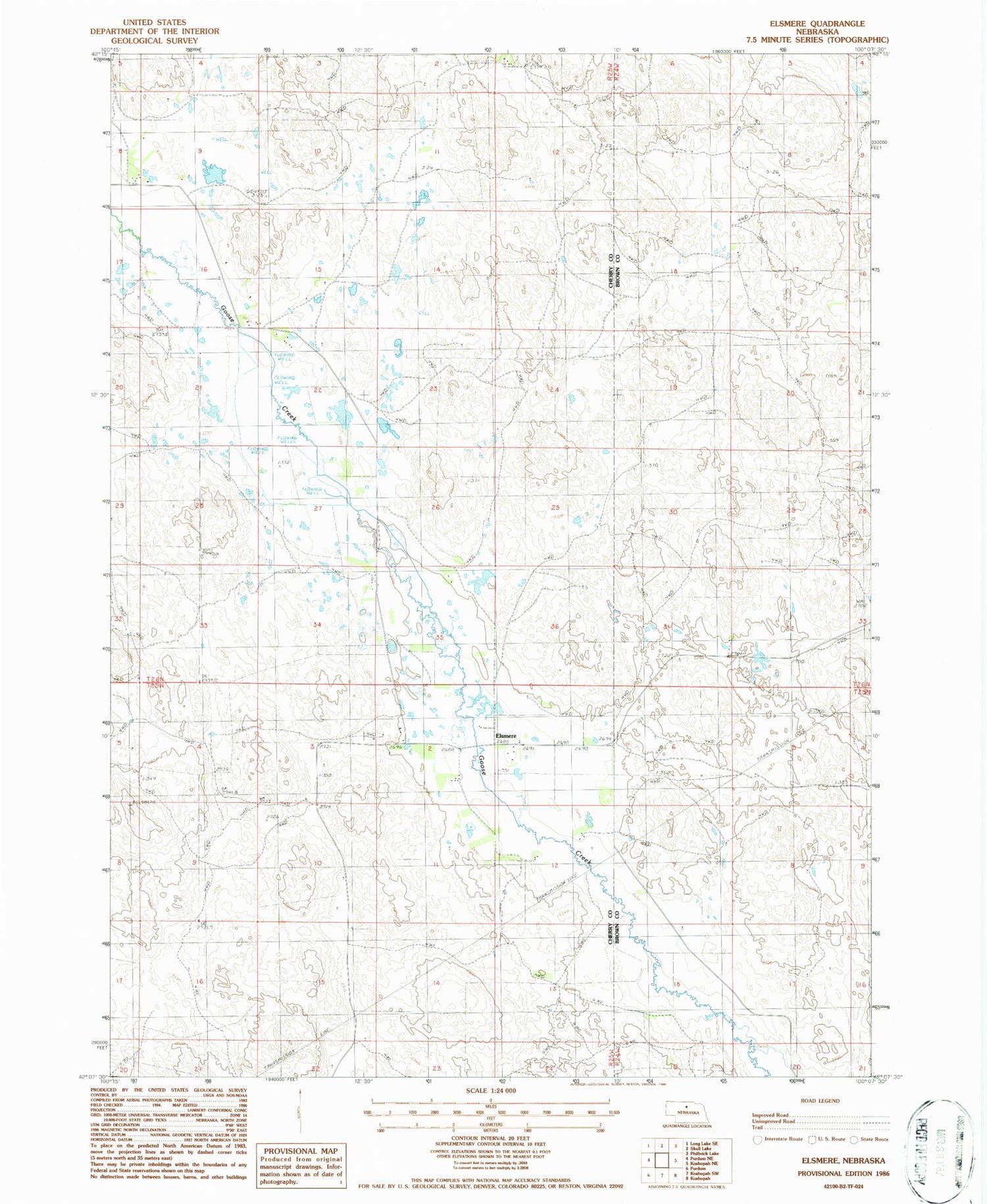 Classic USGS Elsmere Nebraska 7.5'x7.5' Topo Map Image