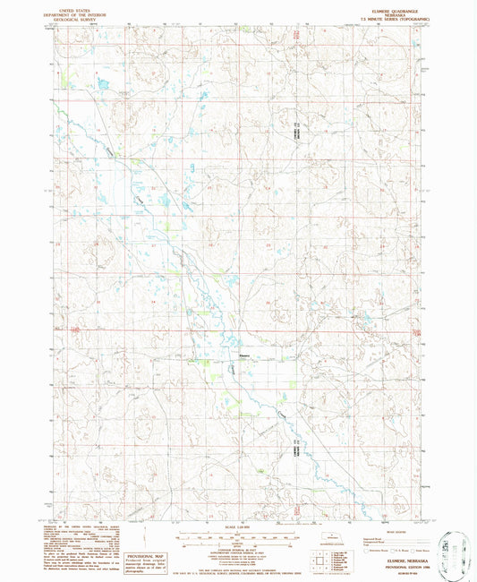 Classic USGS Elsmere Nebraska 7.5'x7.5' Topo Map Image