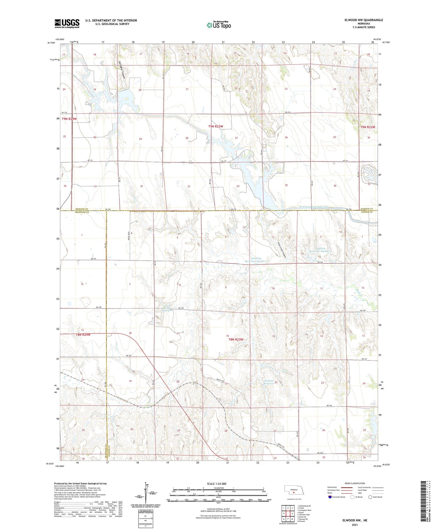 Elwood NW Nebraska US Topo Map Image