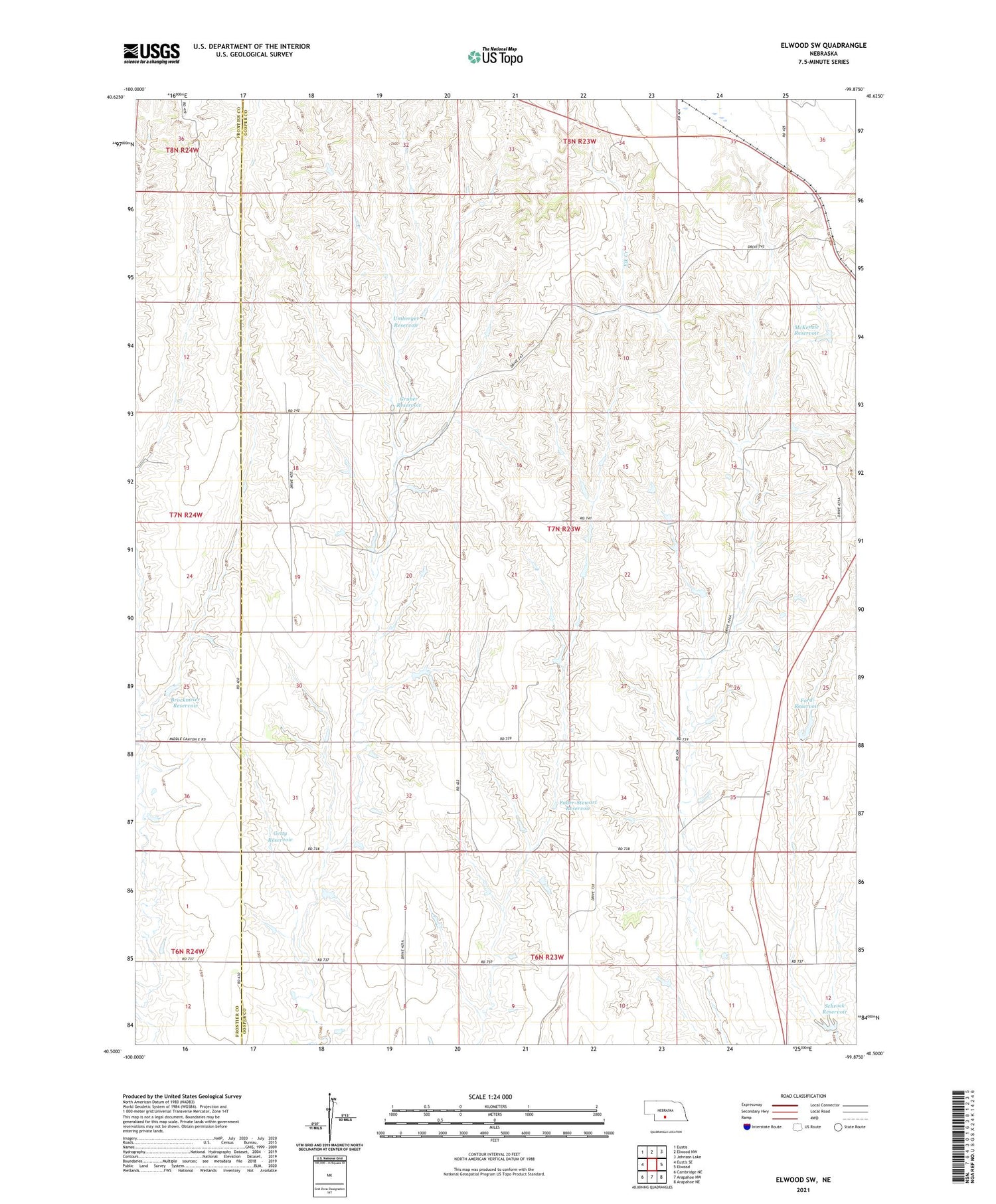 Elwood SW Nebraska US Topo Map Image