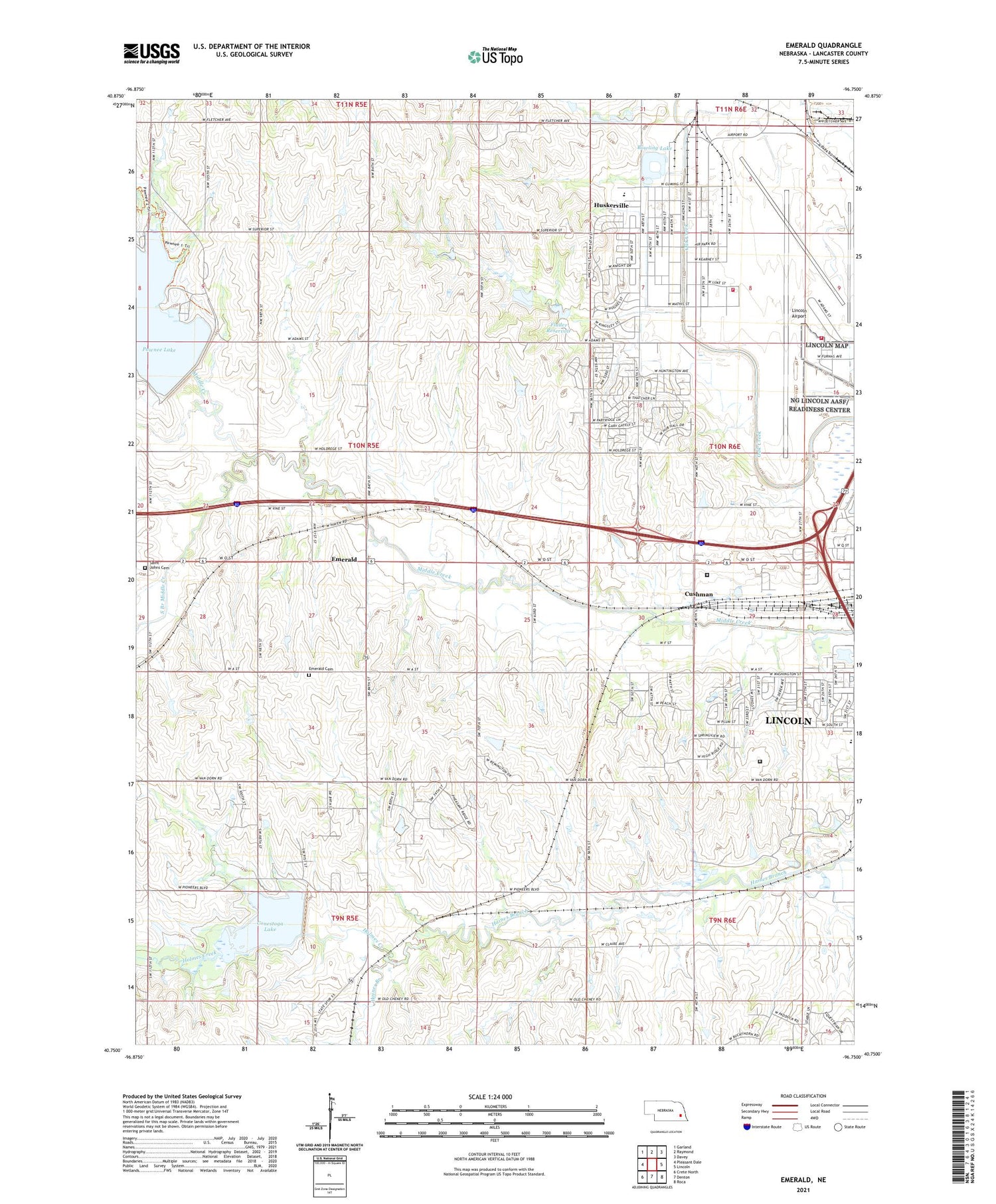 Emerald Nebraska US Topo Map Image