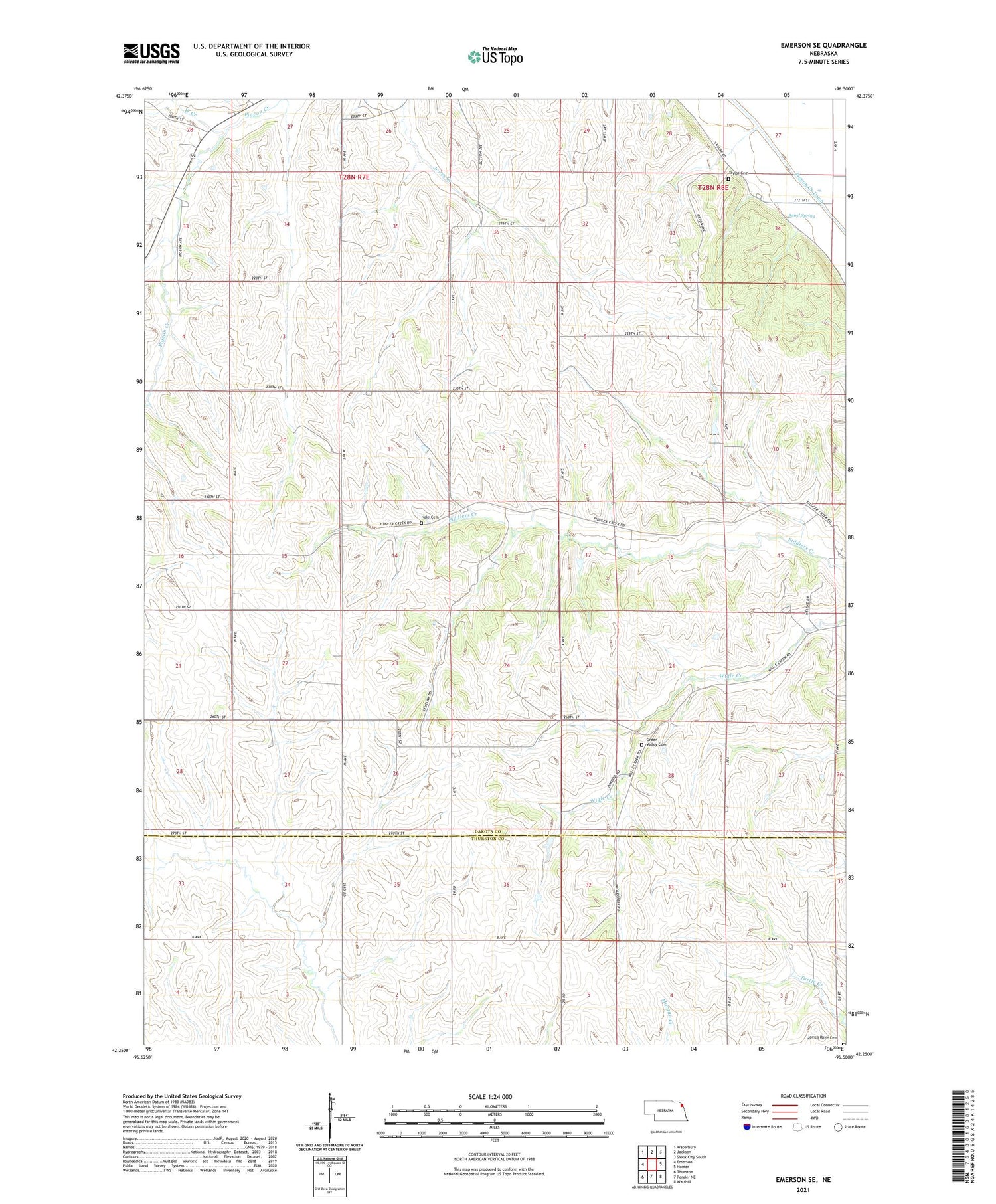 Emerson SE Nebraska US Topo Map Image