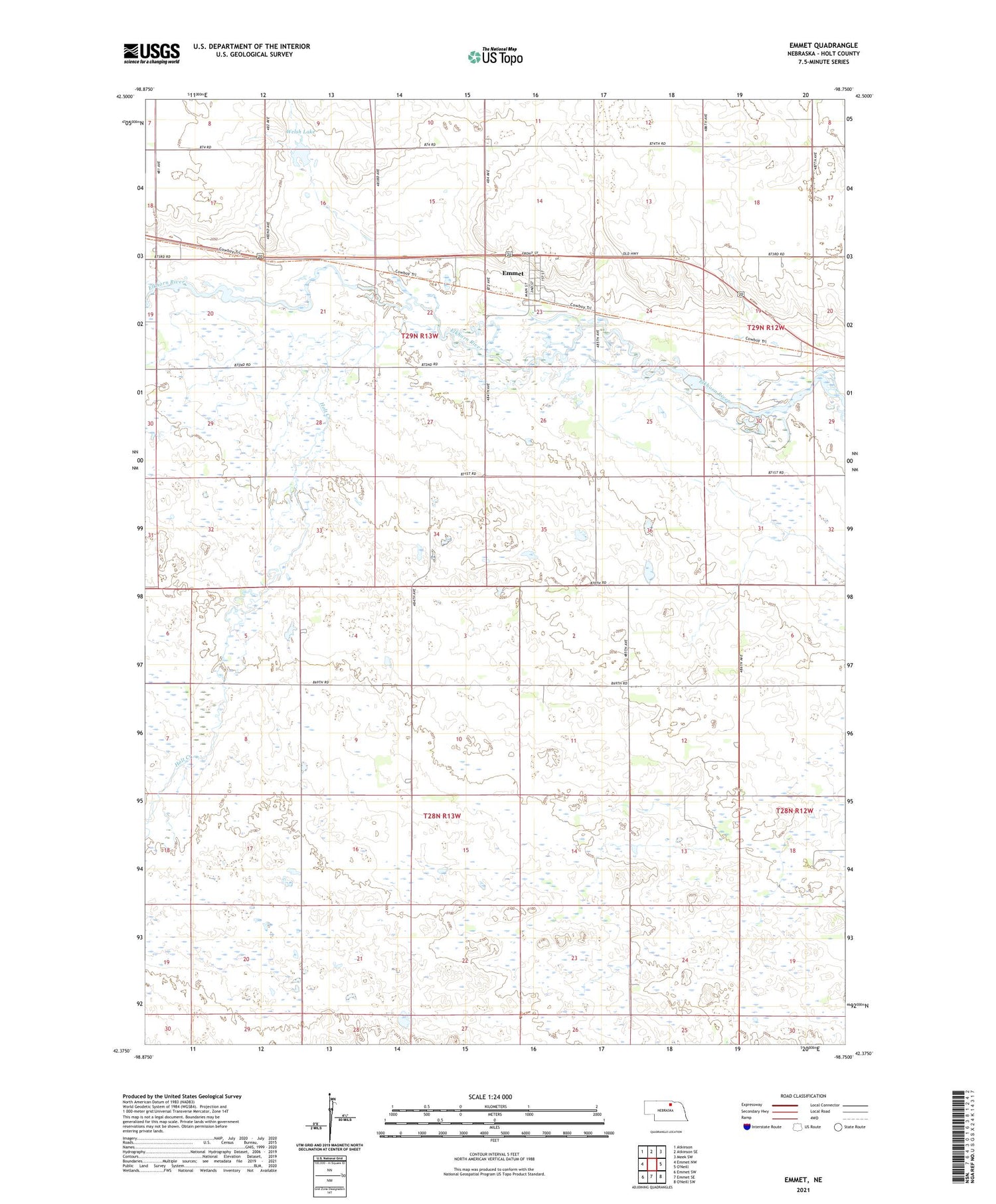 Emmet Nebraska US Topo Map Image