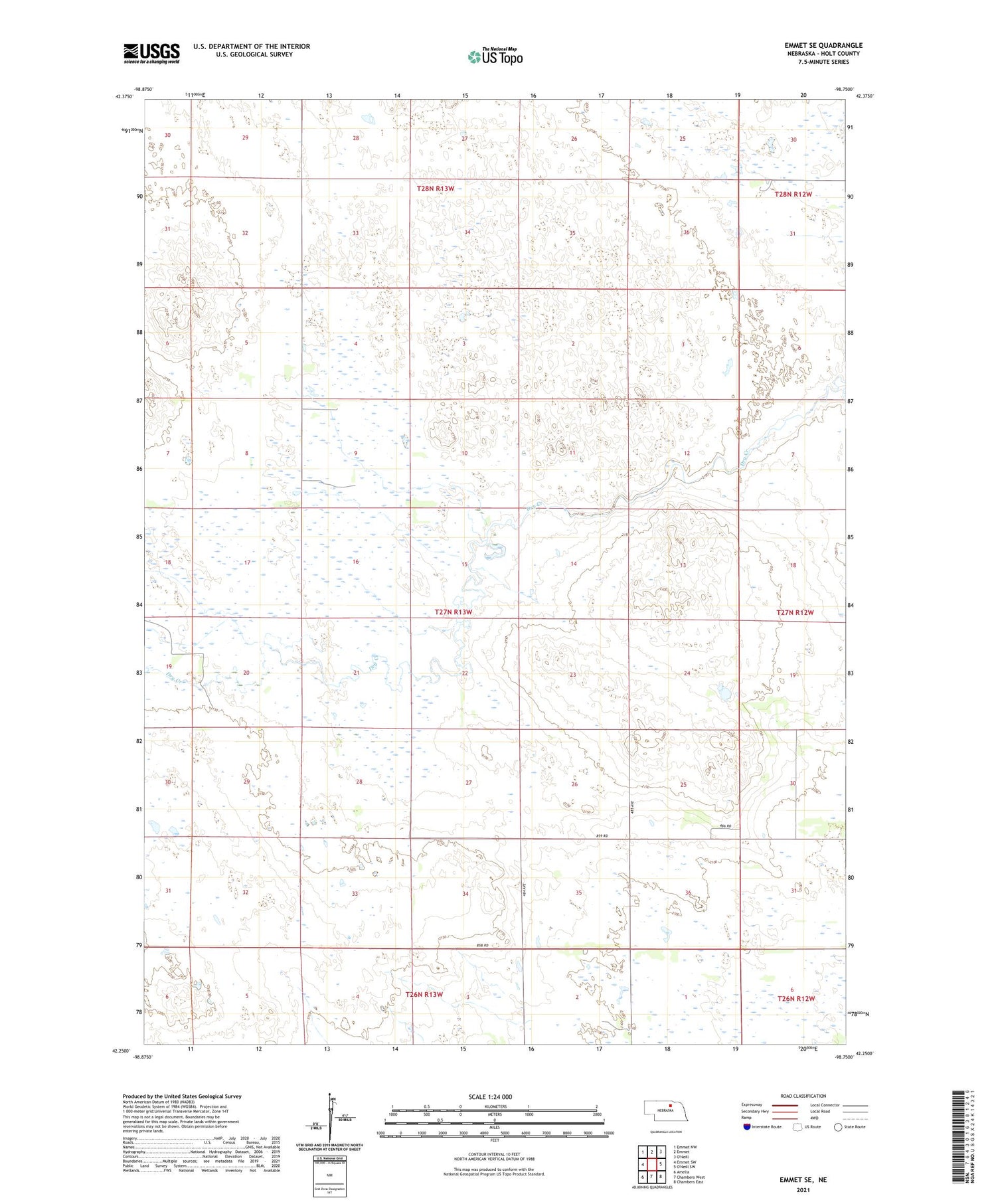Emmet SE Nebraska US Topo Map Image