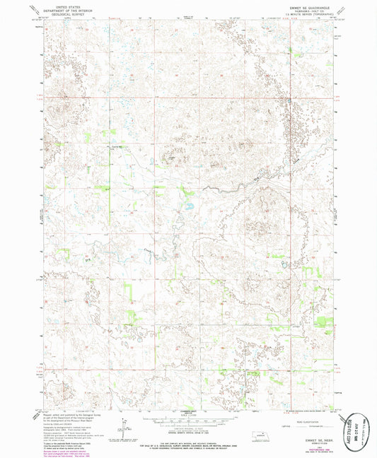 Classic USGS Emmet SE Nebraska 7.5'x7.5' Topo Map Image