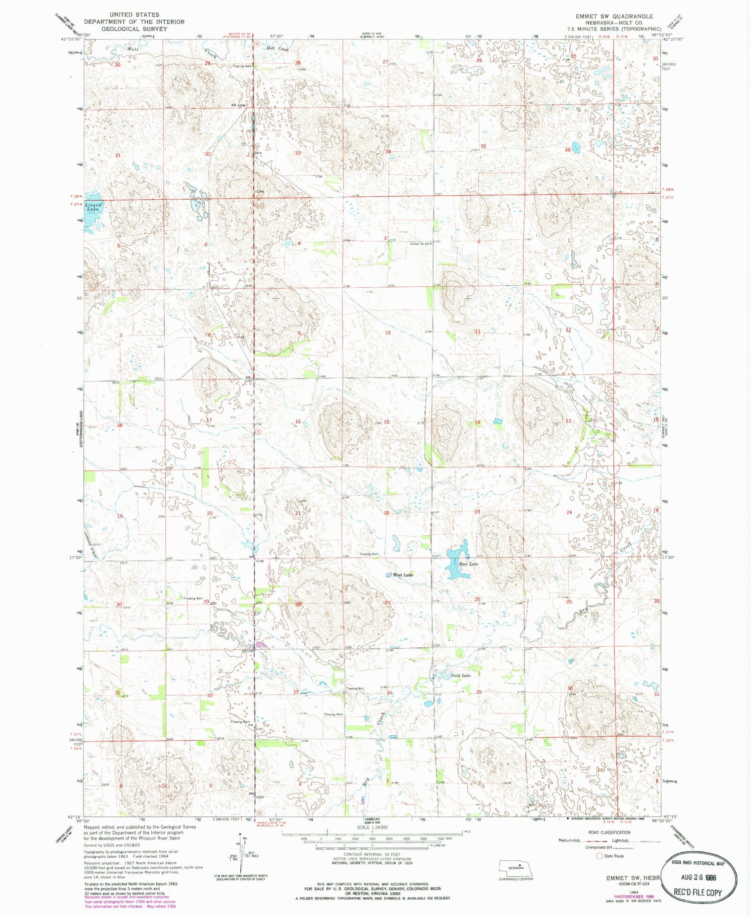 Classic USGS Emmet SW Nebraska 7.5'x7.5' Topo Map Image