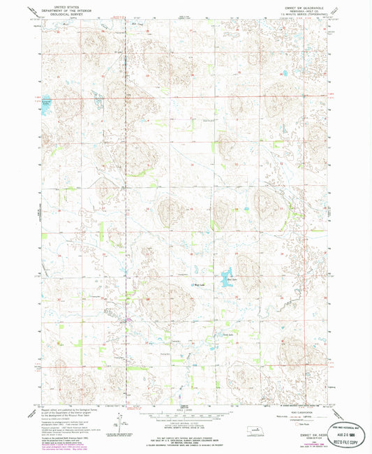 Classic USGS Emmet SW Nebraska 7.5'x7.5' Topo Map Image