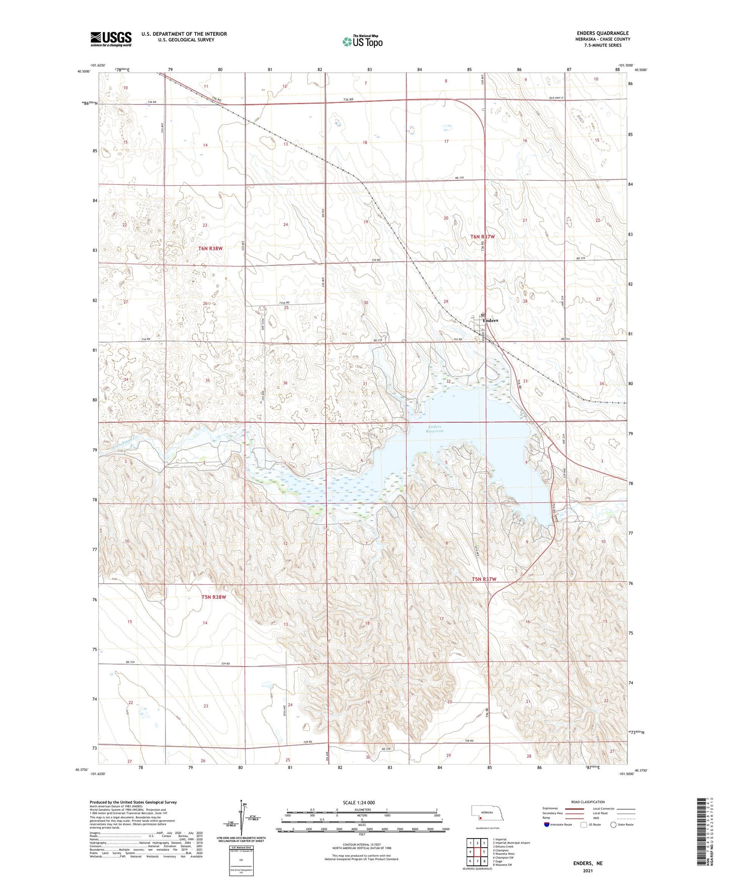 Enders Nebraska US Topo Map Image